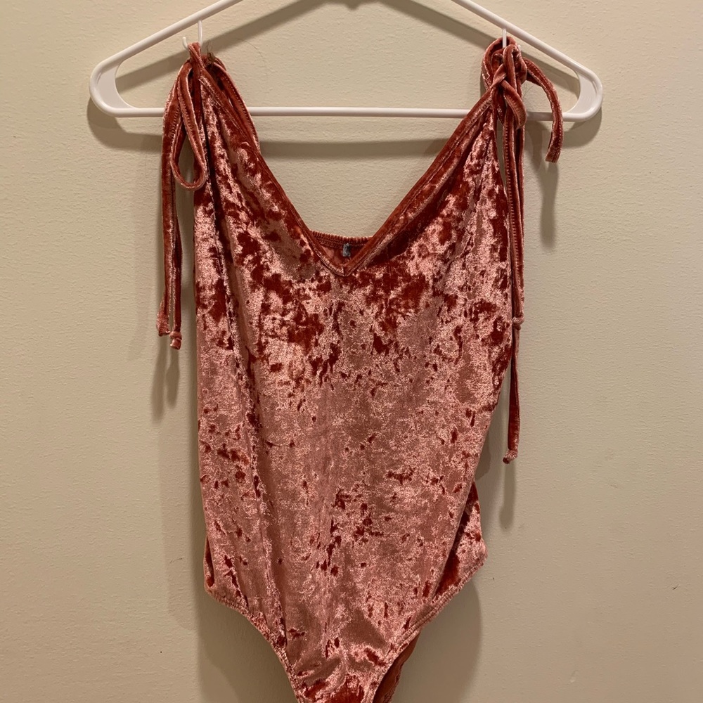 Pink Velvet body suit